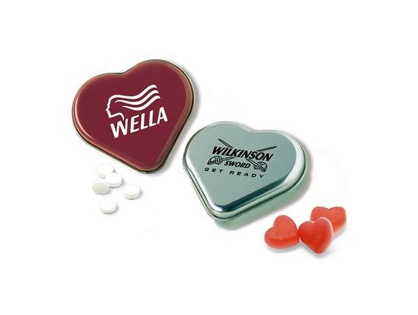 Lata corazón de caramelos personalizada