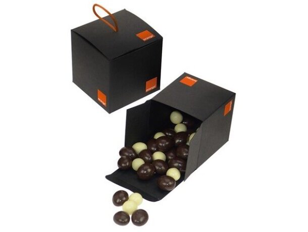 Caja cubo con chocolate personalizada