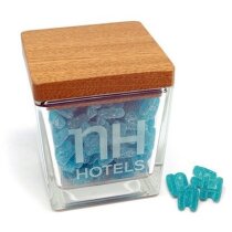 Caramelera cuadrada de cristal pequeña personalizada Caramelera cuadrada de cristal pequeña personalizada