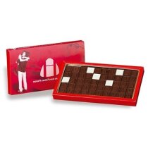 Caja mensaje con fichas de chocolate personalizada