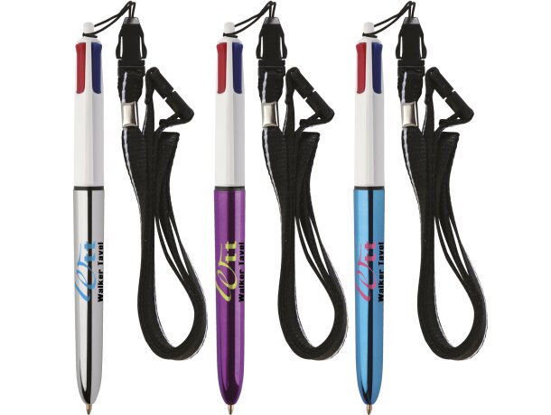 Bolígrafo 4 colores bic con lanyard barato