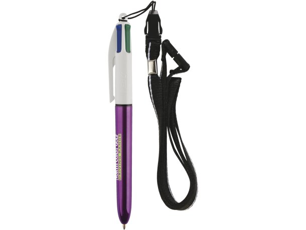 Bolígrafo 4 colores bic con lanyard barato