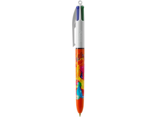 Bolígrafo Bic® 4 colores fine con Lanyard blanco/naranja