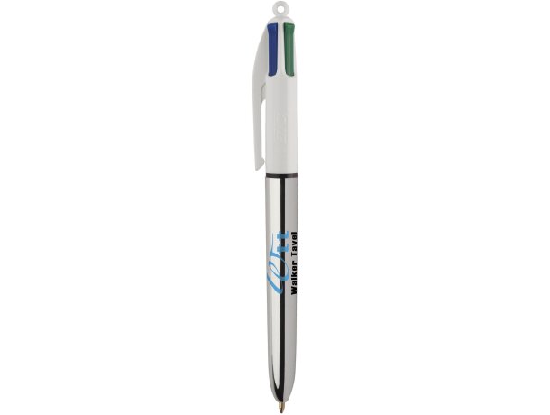 Bolígrafo Bic®  Colours Shine con lanyard blanco/plata metalizado