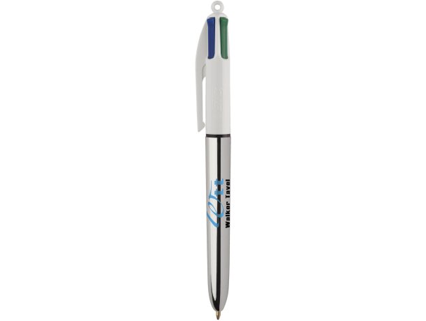 Bolígrafo Bic 4 colores metalizado Shine Blanco/plata metalizado detalle 2