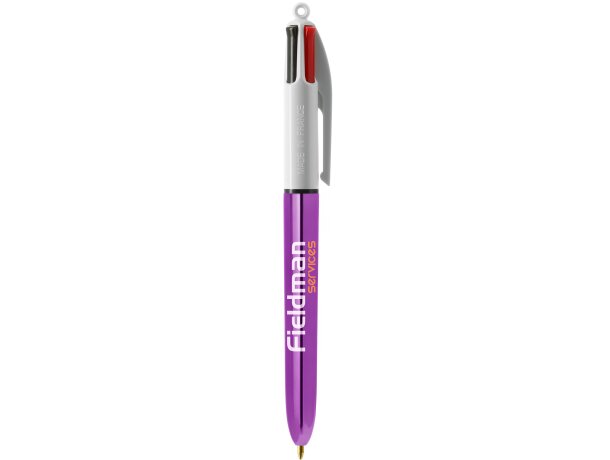 Bolígrafo Bic®  Colours Shine con lanyard blanco/púrpura metalizado