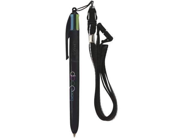 Bolígrafo Bic® 4 colores fashion con lanyard