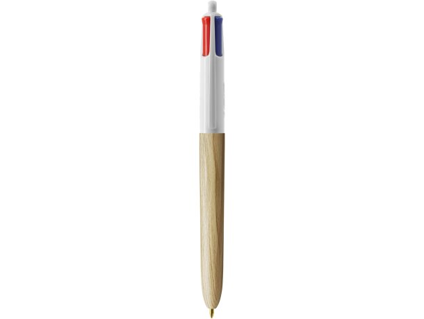 Boligrafo BIC 4 Colores Wood Style blanco/madera natural