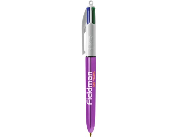 Bolígrafo Bic®  Colours Shine con lanyard blanco/púrpura metalizado