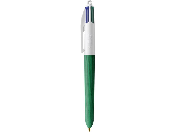 Boligrafo BIC® 4 Colores Wood Style con Lanyard blanco/verde madera