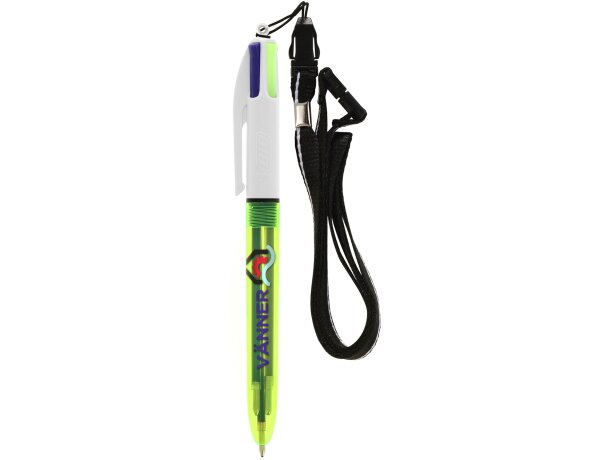 Bolígrafo Bic®  4 Colours Fluo + lanyard