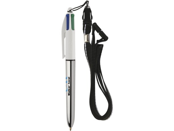 Bolígrafo 4 colores bic con lanyard para empresas