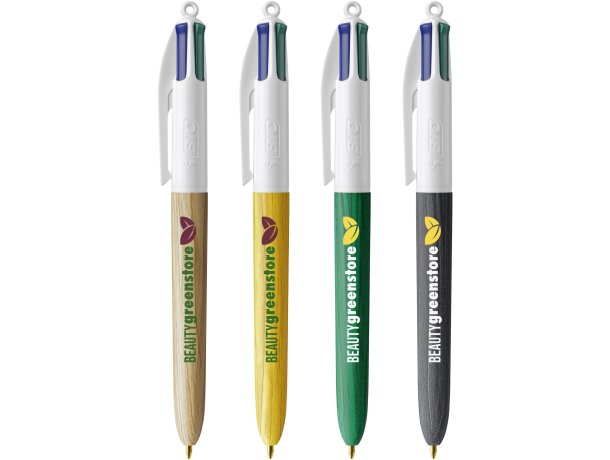 Boligrafo BIC 4 Colores Wood Style personalizado