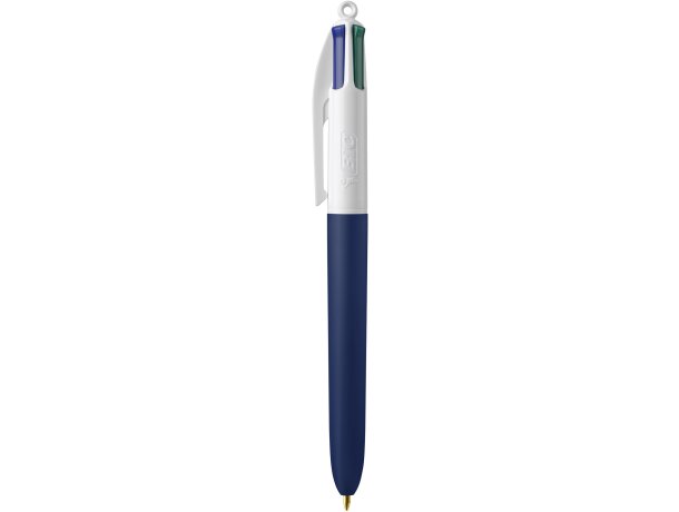 Boligrafo BIC® 4 Colores Soft con Lanyard blanco/azul marino suave