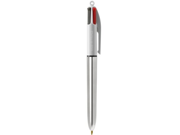 Bolígrafo Bic 4 colores metalizado Shine Blanco/plata metalizado detalle 1