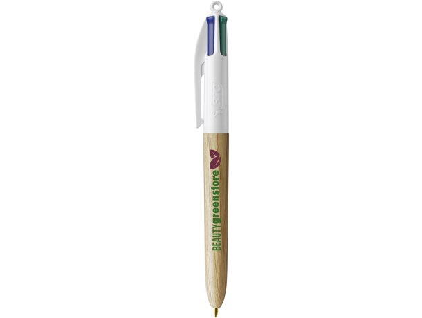 Boligrafo BIC 4 Colores Wood Style blanco/madera natural