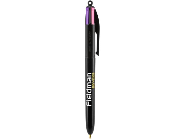 Bolígrafo Bic® 4 colores fashion con lanyard negro