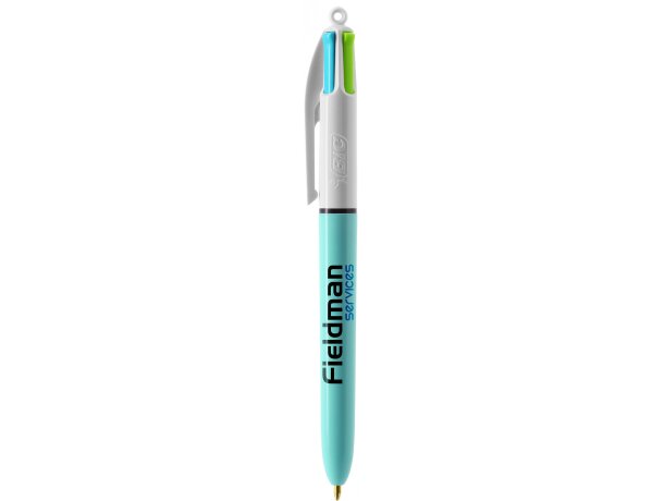 Bolígrafo 4 colores Bic fashion con lanyard Blanco/azul claro detalle 13
