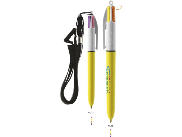 Boligrafo Bic® 4 Colores Sun con Lanyard personalizado