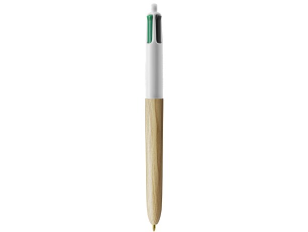 Boligrafo BIC 4 Colores Wood Style blanco/madera natural