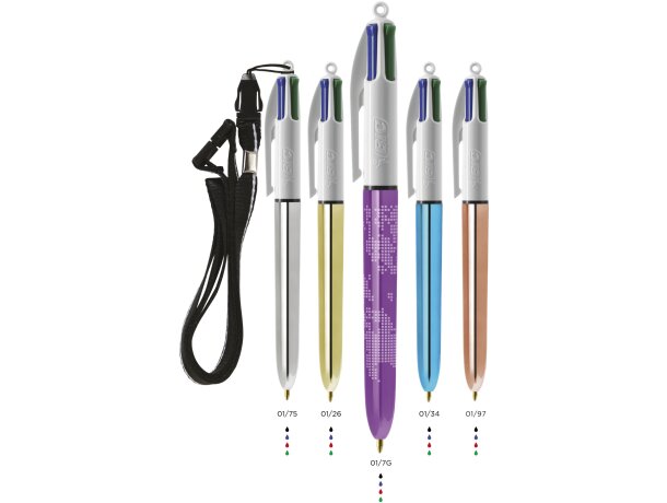 Bolígrafo bic 4 colores metalizado shine