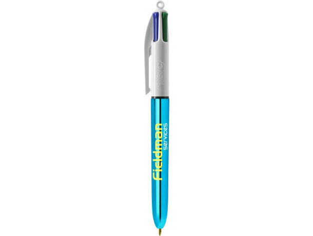 Bolígrafo Bic®  Colours Shine con lanyard blanco/azul metálico