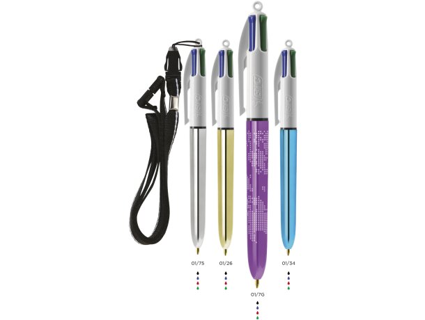 Bolígrafo 4 colores bic con lanyard
