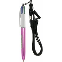 Bolígrafo 4 tintas metalizado con colgador de la marca Bic personalizado blanco Bolígrafo 4 tintas metalizado con colgador de la marca Bic personalizado blanco