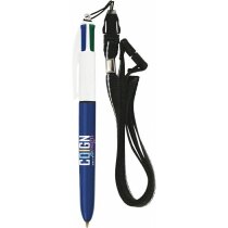 Bolígrafo multitintas con colgador de la marca Bic personalizado blanco Bolígrafo multitintas con colgador de la marca Bic personalizado blanco