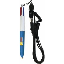 Bolígrafo 4 tintas con colgante de la marca Bic personalizado blanco Bolígrafo 4 tintas con colgante de la marca Bic personalizado blanco