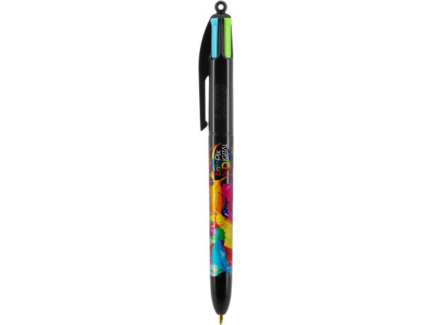 Bolígrafo Bic® 4 colores fashion con lanyard negro