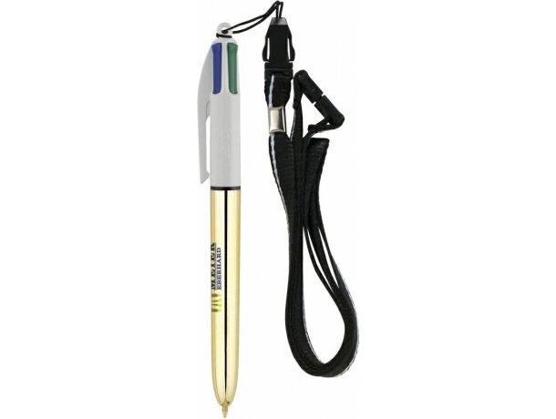 Bolígrafo Bic®  Colours Shine con lanyard personalizado blanco