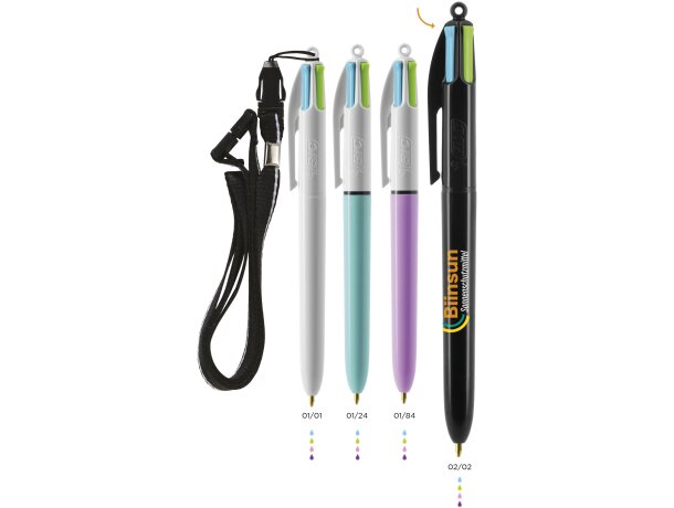 Bolígrafo Bic® 4 colores fashion con lanyard personalizado