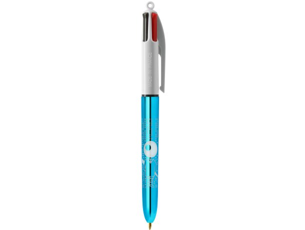 Bolígrafo Bic®  Colours Shine con lanyard blanco/azul metálico