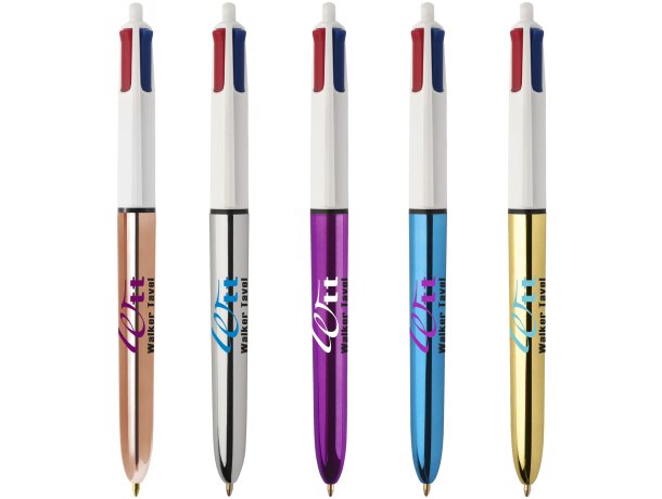Bolígrafo bic 4 colores metalizado shine personalizado