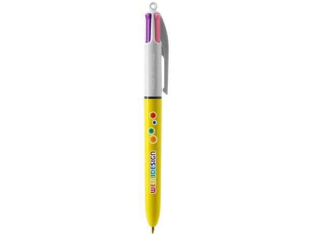 Boligrafo Bic® 4 Colores Sun con Lanyard Blanco/amarillo detalle 5