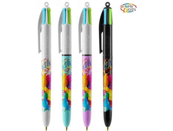 Bolígrafo Bic® 4 colores fashion con lanyard