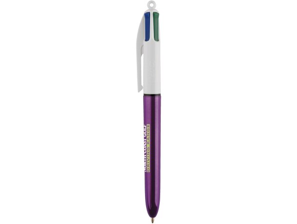 Bolígrafo Bic 4 colores metalizado Shine Blanco/púrpura metalizado detalle 3