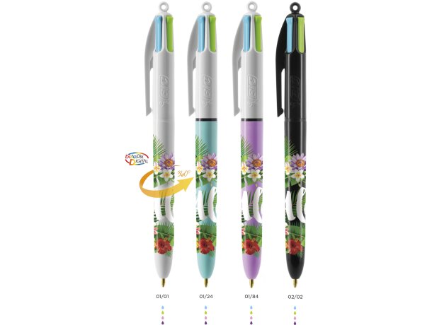 Bolígrafo Bic® 4 colores fashion con lanyard