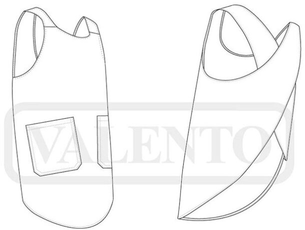 Delantal Basil de sarga algodón con espalda cruzada japonesa detalle 1