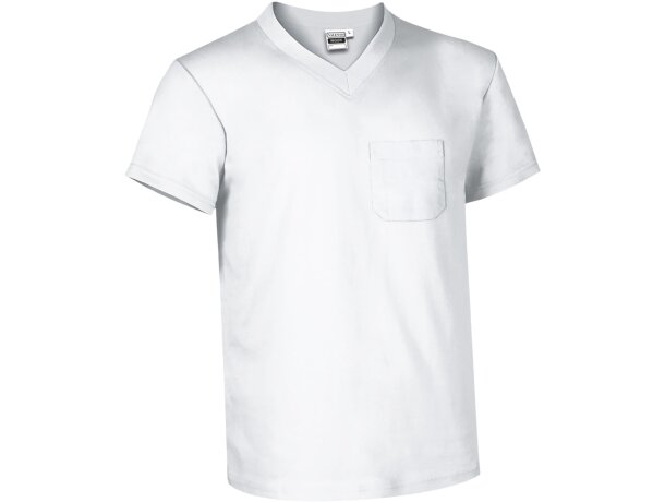 Camiseta publicitaria Moon cuello pico con bolsillo algodón detalle 5