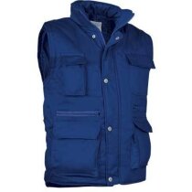 Chaleco multibolsillos de cuello alto en color liso Valento azul royal grabado