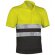 Polo de poliester bicolor con botones y bandas reflectantes Valento amarillo fluor-negro