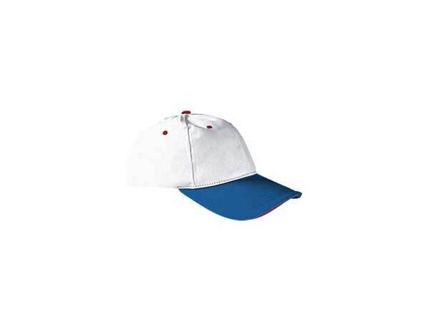 Gorra de 6 paneles en algodón grueso y colores combinados Valento blanco y azul barata