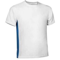 Camiseta técnica unisex con manga corta 150 gr Valento blanco y azul personalizado Camiseta técnica unisex con manga corta 150 gr Valento blanco y azul personalizado