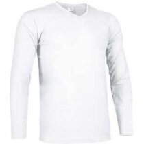Camiseta manga larga cuello en V 160 gr Valento blanca Camiseta manga larga cuello en V 160 gr Valento blanca