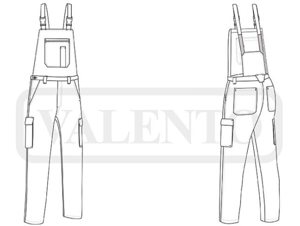 Peto cargo Valento con tirantes ajustables y bolsillos laterales detalle 1