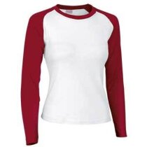 Camiseta manga larga de mujer combinada 200 gr Valento blanca Camiseta manga larga de mujer combinada 200 gr Valento blanca