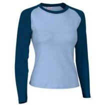 Camiseta manga larga de mujer combinada 200 gr Valento personalizada azul claro