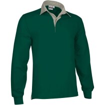 Polo rugby hombre algodón 300g cuello sarga crema